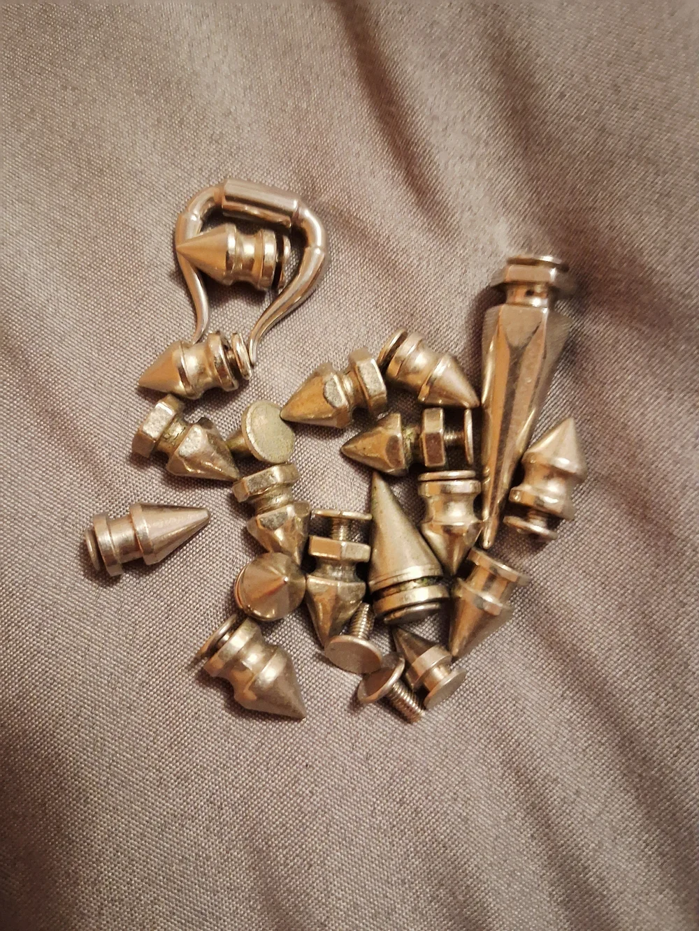Men's Gold Tone Spike Studs and Screw-Back Earring Set